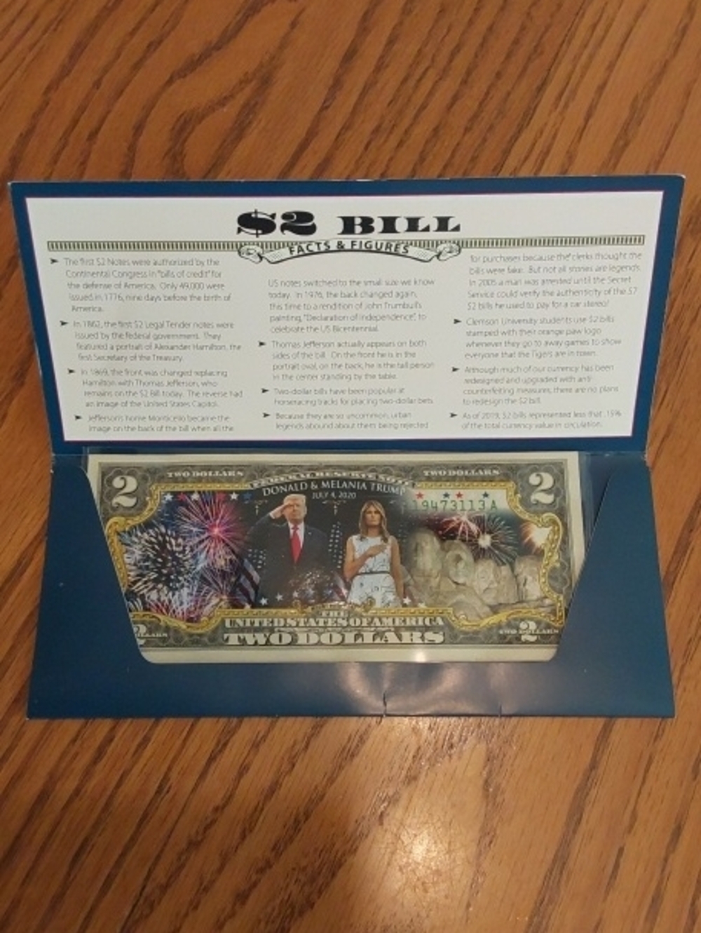 Trump Novelty Collectible $2 Bill Phone Accessory Wallet - Blue